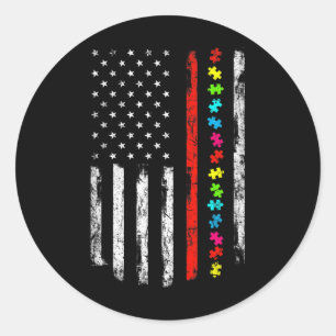 Adesivo Redondo Autismo Sensibilização 4 de julho Thin Red Line Fi