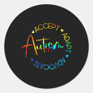 Adesivo Redondo Autismo Sensibilização Aceite Adaptar Advocate Aut