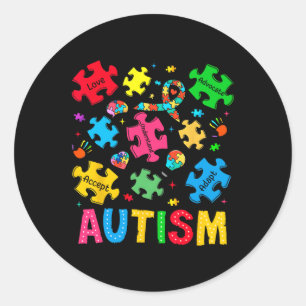 Adesivo Redondo Autismo Sensibilização Aceite Adaptar Advocate Aut