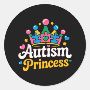 Adesivo Redondo Autismo Sensibilização Autismo Princesa Garota Aut