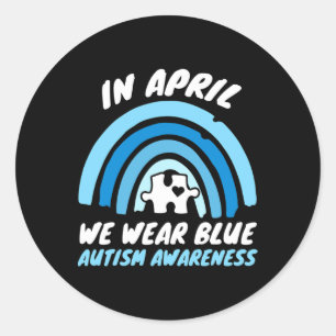 Adesivo Redondo Autismo Sensibilização Azul Abril Amor Apoio Autis