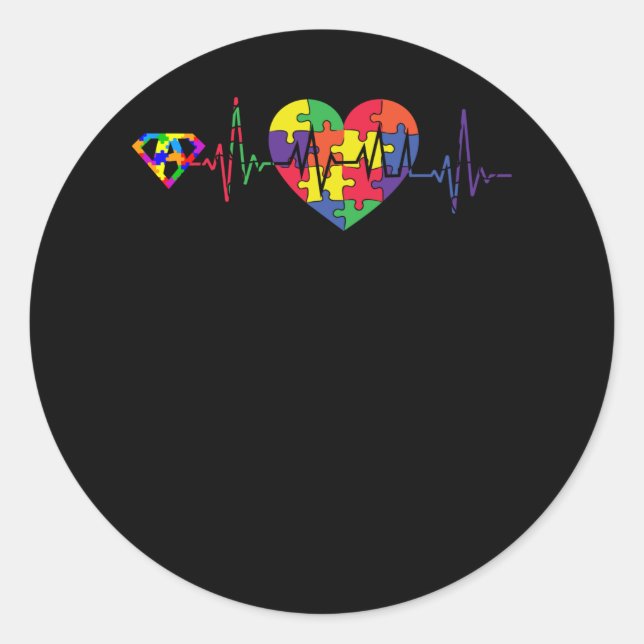 Adesivo Redondo Autismo Sensibilização Azul Fita Coração Bear Amor (Frente)