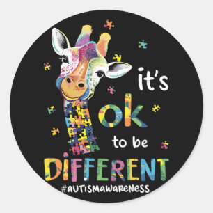 Adesivo Redondo Autismo Sensibilização Bela Girafa Está Tudo Bem S
