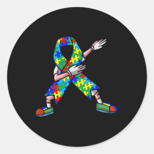 Adesivo Redondo Autismo Sensibilização Crianças Dabbing Quebra-cab