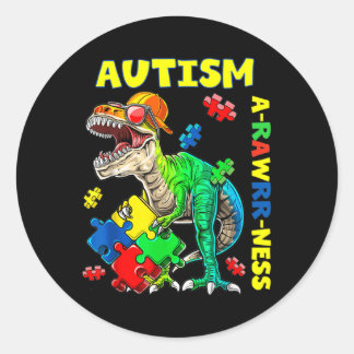 Adesivo Redondo Autismo Sensibilização Dino Autista Toddler Bote D