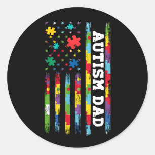 Adesivo Redondo Autismo Sensibilização do Pai American Flag USA Qu