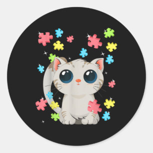 Adesivo Redondo Autismo Sensibilização Gato-Gato-Gato-Gato-Gato Qu