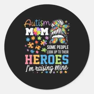 Adesivo Redondo Autismo Sensibilização Mãe Criar Heróis Mulheres A