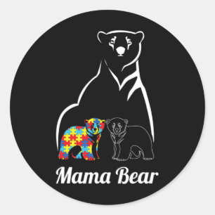 Adesivo Redondo Autismo Sensibilização Mamãe Ursa Mãe Criança Auti