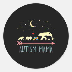 Adesivo Redondo Autismo Sensibilização Mamãe Urso 4 Cubs Autismo M