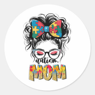 Adesivo Redondo Autismo Sensibilização Mensagem Bun Autismo Mãe Ar