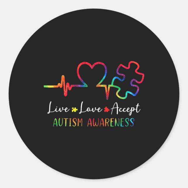 Adesivo Redondo Autismo Sensibilização Mulheres Crianças Vivem Amo (Frente)