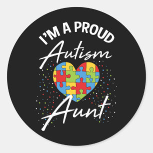 Adesivo Redondo Autismo Sensibilização Orgulhosa Tia Quebra-cabeça