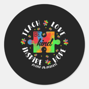 Adesivo Redondo Autismo Sensibilização Professora Quebra-cabeça En