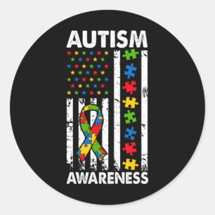 Adesivo Redondo Autismo Sensibilização Quebra-cabeça de Bandeira A