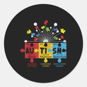 Adesivo Redondo Autismo Sensibilização Quebra-cabeça Elementos Quí
