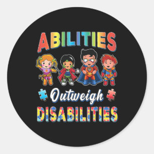 Adesivo Redondo Autismo Sensibilização Supera Deficiências T