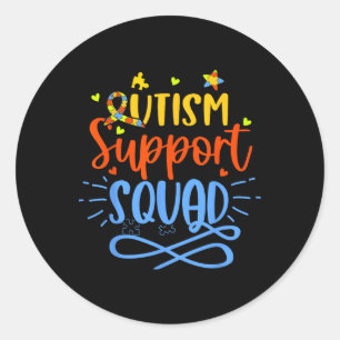 Adesivo Redondo Autismo Suporte ao Esquadrão Autismo Grupo de Famí