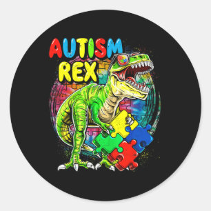 Adesivo Redondo Autismo T-rex Dinossauro Autismo Dia da Consciênci