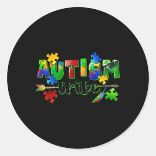 Adesivo Redondo Autismo Tribo Quebra-cabeça do Coração Mundo Autis