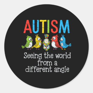 Adesivo Redondo Autismo Vendo O Mundo De Um Ângulo Diferente Corta