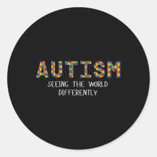 Adesivo Redondo Autismo Vendo O Mundo Diferente Do Tee Gráfico
