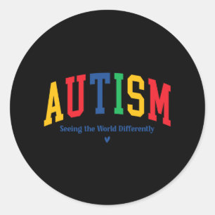 Adesivo Redondo Autismo Vendo O Mundo Diferentemente Autismo Aware