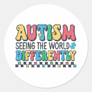 Adesivo Redondo Autismo Vendo O Mundo Diferentemente Retrorna Auti
