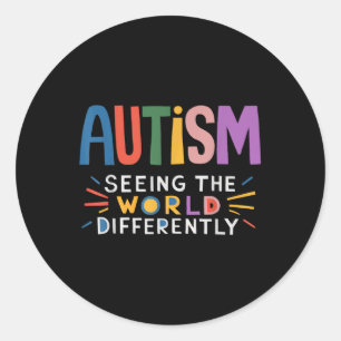 Adesivo Redondo Autismo Vendo O Mundo Diferentemente Suporta Autis