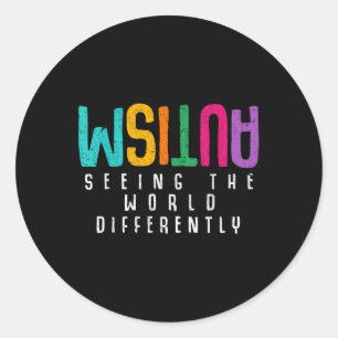 Adesivo Redondo Autismo Vendo O Mundo Diferentemente Suporta Autis