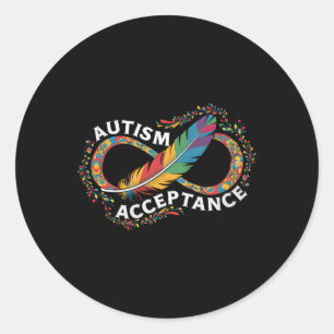 Adesivo Redondo Autismo Vermelho em vez de Infinito Símbolo Autist