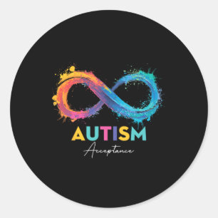 Adesivo Redondo Autismo Vermelho Em vez de Símbolo de Infinito Ace