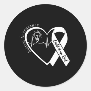 Adesivo Redondo Autismo - Vermelho em vez disso - Aceitação sem Co