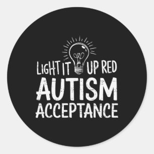 Adesivo Redondo Autismo - Vermelho em vez disso - Aceitação sem Co