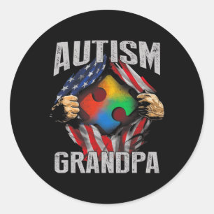 Adesivo Redondo Autismo Vovô Americano Bandeira Autismo Sensibiliz