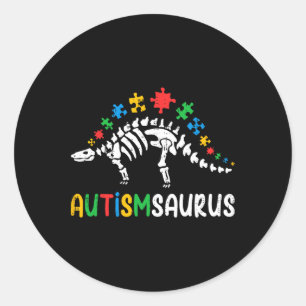 Adesivo Redondo Autismsaurus Dinossaur Boys Crianças Toddler Autis