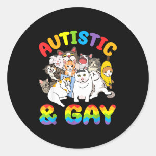 Adesivo Redondo Autista E Gay Engraçado Chorando Meme Gatos Orgulh