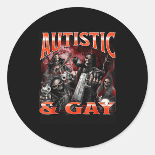 Adesivo Redondo Autista E Gay Engraçado Esqueleto Meme Pirata 
