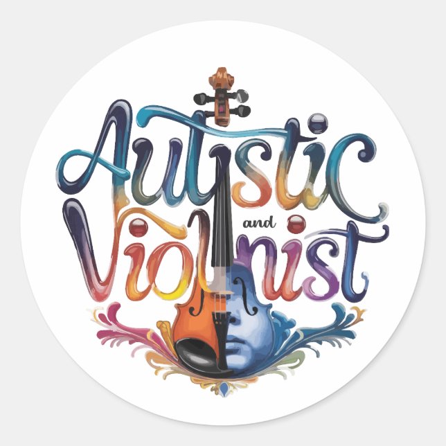 Adesivo Redondo Autistic and violinist (Frente)