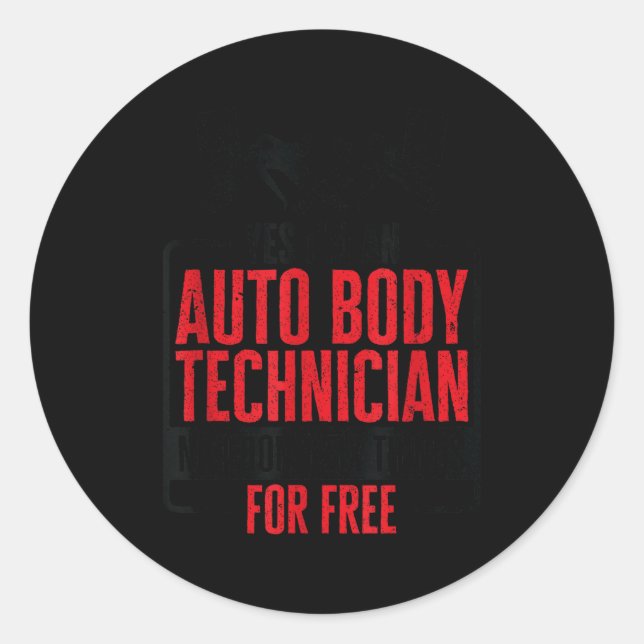 Adesivo Redondo Auto Body Technician Vehicle Repair Car Maintenanc (Frente)
