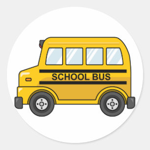 Adesivo Redondo Auto escolar amarelo e preto dos desenhos animados