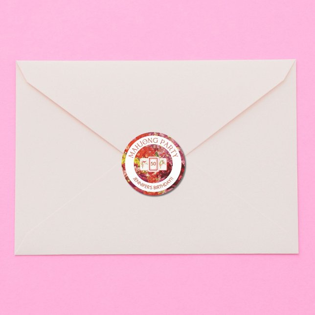 Adesivo Redondo Autoadesivo Personalizável Mahjong (Criador carregado)