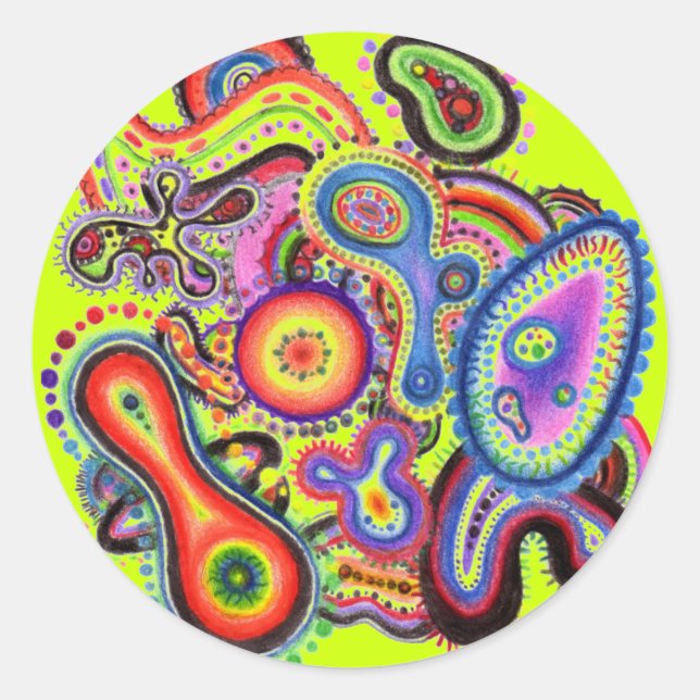 Adesivo Redondo Autocolante "Amoba Elétrica" (Frente)