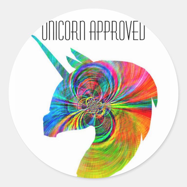 Adesivo Redondo Autocolante aprovado Unicorn (Frente)