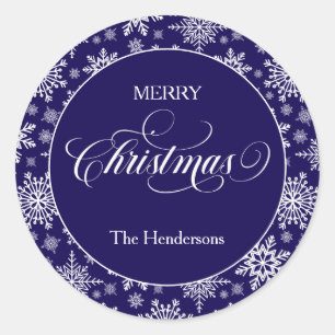 Adesivo Redondo Autocolante Azul Personalizado de Natal