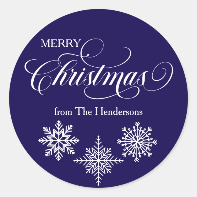 Adesivo Redondo Autocolante Azul Personalizado de Natal (Frente)