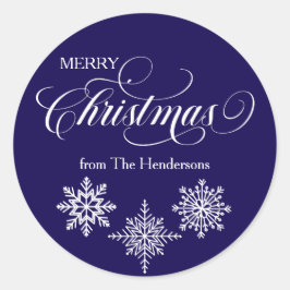 Adesivo Redondo Autocolante Azul Personalizado de Natal