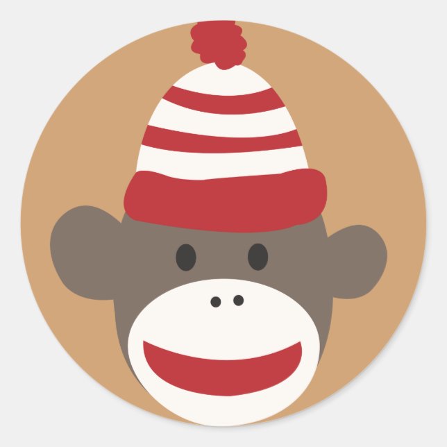 Adesivo Redondo Autocolante Bico Smiley Monkey Face (Frente)
