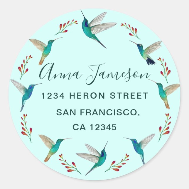 Adesivo Redondo Autocolante Clássico do Endereço (Frente)