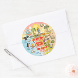 Adesivo Redondo Autocolante clássico do sul da Califórnia